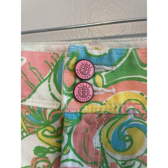 Lilly Pulitzer Size 2 Green Pink Worth Skinny Mini Zip Jeans Colorful Paisley - Picture 3 of 8